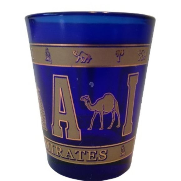 Dubai United Arab Emerites Cobalt Blue Shot Glass - Picture 1 of 5